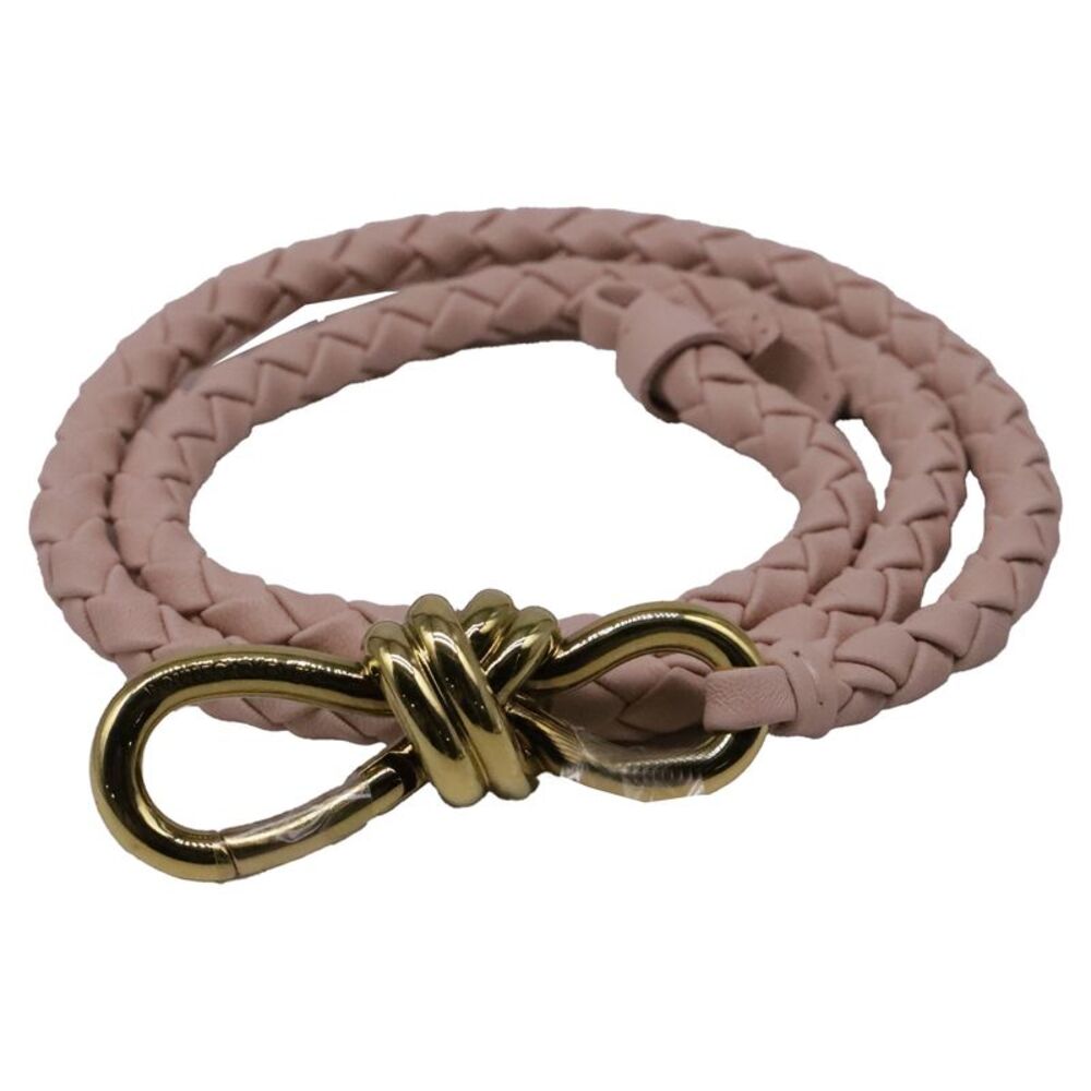 Bottega Veneta Andiamo Intrecciato Belt in Pink Leather